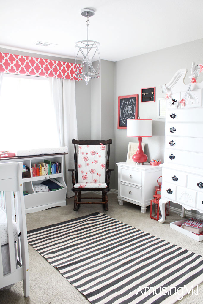 Coral and Gray Nursery | www.amusingmj.com