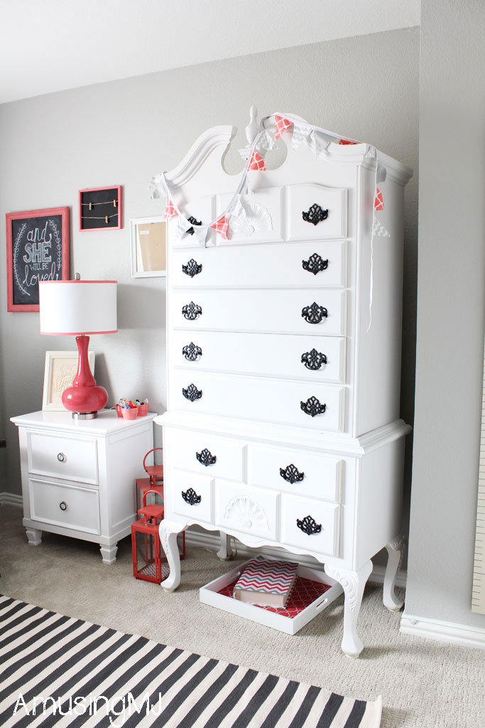 Coral and Gray Girl's Nursery | www.amusingmj.com